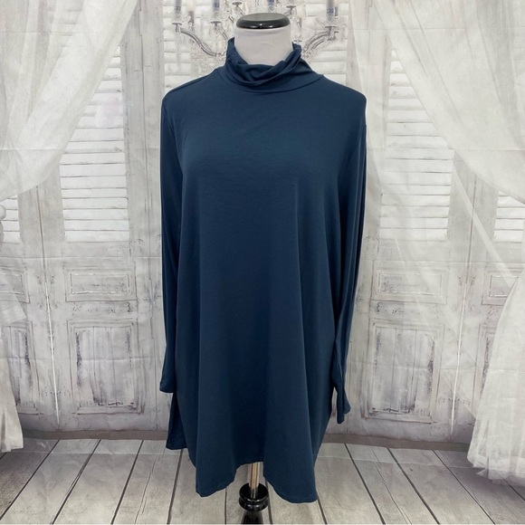 Dark Blue Turtleneck Tunic - Picture 1 of 9